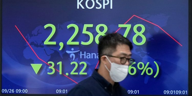 Asian shares mostly decline echoing US slide on rate worries