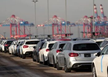 From Teslas to BMWs, cars are piling up on land and at sea in the German port of Bremerhaven