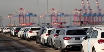 From Teslas to BMWs, cars are piling up on land and at sea in the German port of Bremerhaven