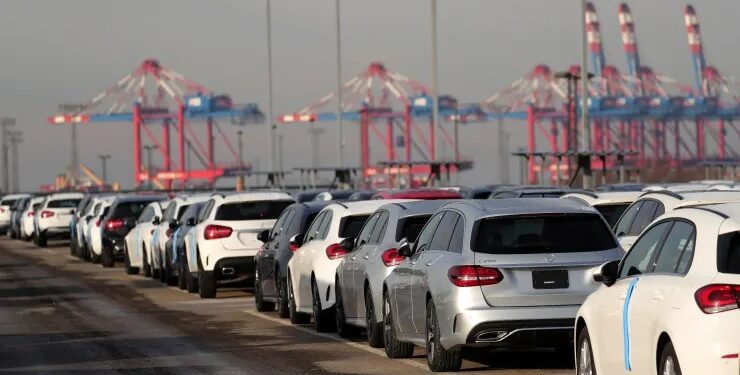 From Teslas to BMWs, cars are piling up on land and at sea in the German port of Bremerhaven