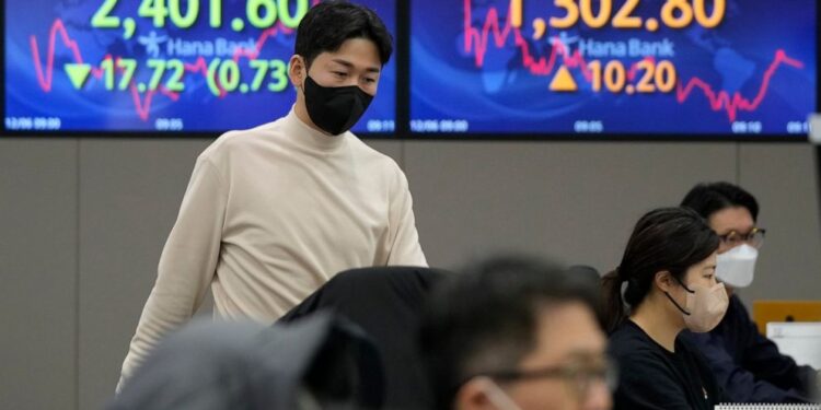 Asian shares lower as strong data hit hopes for dovish Fed