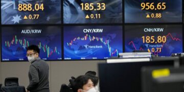 Asian shares gain after Fed chair signals slower rate hikes