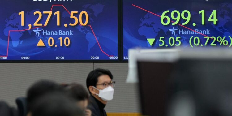 Asian shares mostly lower after tech-led fall on Wall Street
