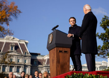 Russia’s war in Ukraine means “we need to become brothers in arms” once more, Macron says at the White House