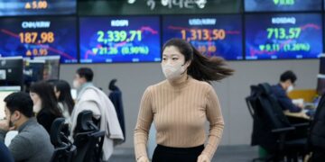 Asian shares decline after retreats on Wall Street, Europe