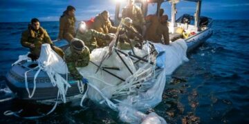 US Navy releases first images of Chinese ‘spy’ balloon recovery