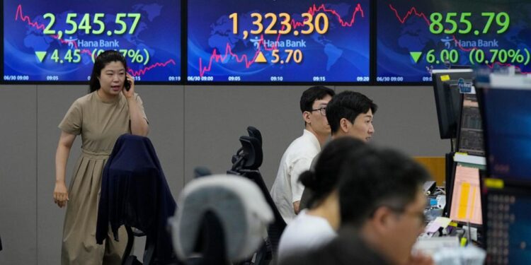 Asian shares are mixed after China reports weaker manufacturing in June
