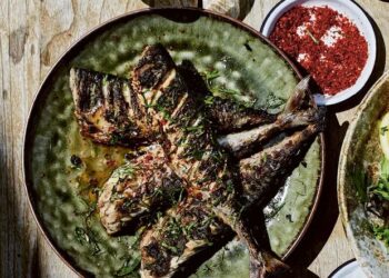 Mackerel over coals and seaside madeleines