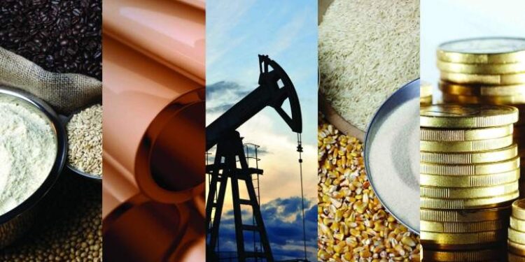 Closing prices for crude oil, gold and other commodities