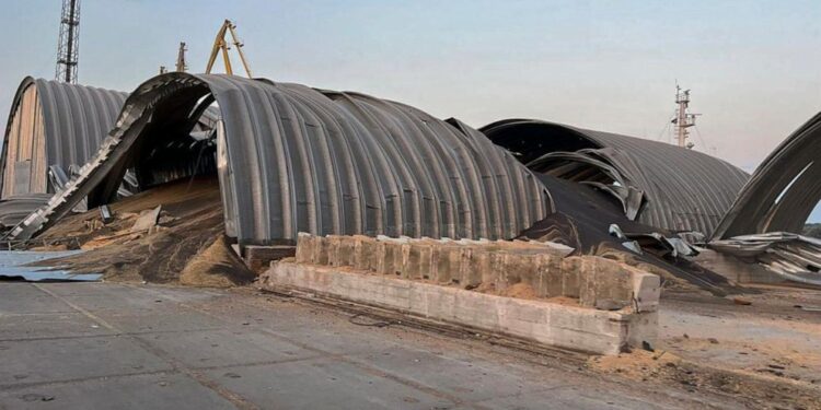 Russia hits Ukrainian grain depots again as a foreign ship tries out Kyiv’s new Black Sea corridor