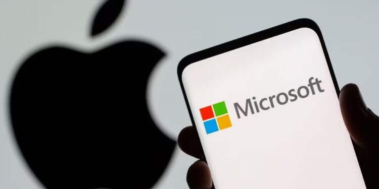 Investors see Microsoft’s stock market value leaving Apple behind