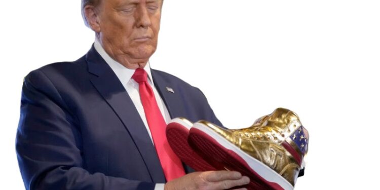 Trump launches gold high top sneaker line a day after $350m court ruling