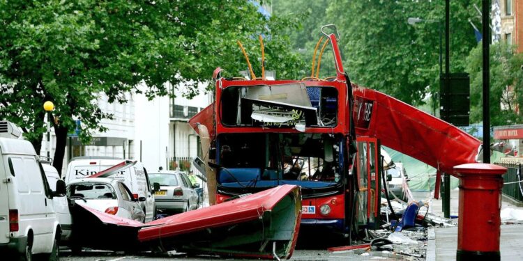 On this day in 2005: The London transit system was struck by coordinated suicide bomb attacks that killed 39 people and injured more than 700