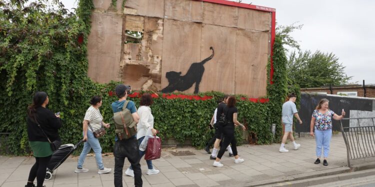 Exclusive: secretive artist trying to raise a smile with pelicans, elephants, monkeys, wolf, goat and cat