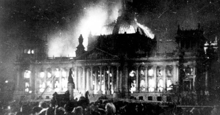 On this day in 1933: In Berlin the Reichstag building caught fire, a key event in the establishment of Nazi dictatorship