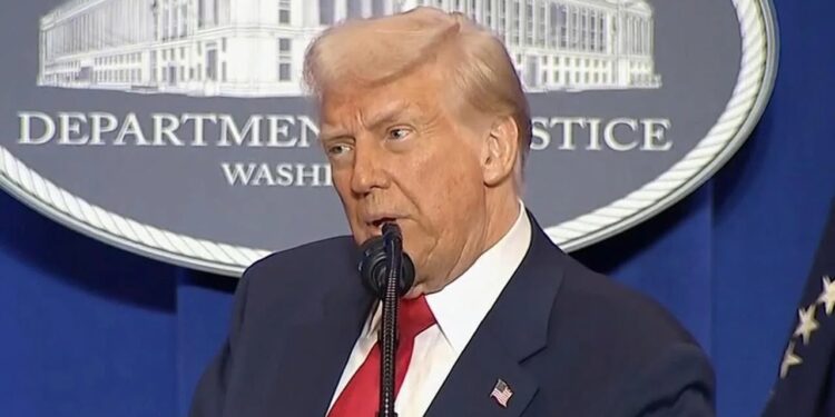 Trump pledges to ‘expel rogue actors’ in political speech at Justice Department