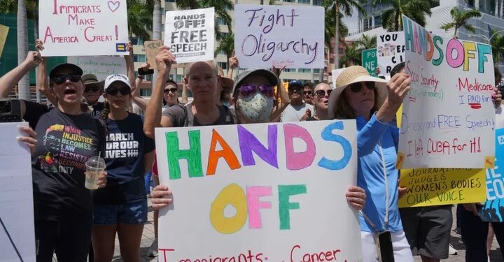 Angry protesters from New York to Alaska assail Trump and Musk in ‘Hands Off!’ rallies