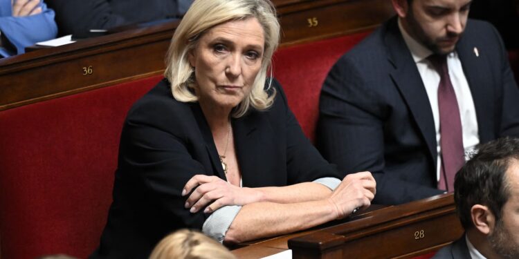 What is Marine Le Pen guilty of in National Rally embezzlement case?