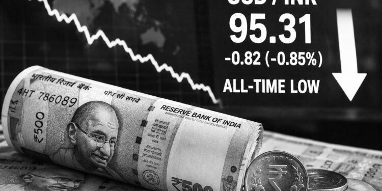 Indian rupee plunges to record low against U.S. dollar amid capital outflows