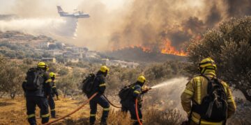 Three firefighters die as wildfires tighten grip on southern Europe