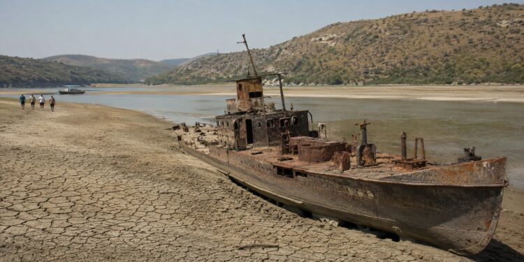 Nazi warship wrecks surface as drought drains the Danube
