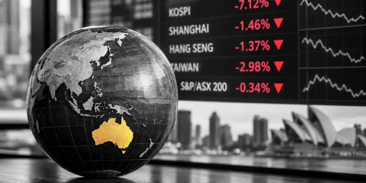 Asian markets plunge as technology sell-off deepens, while Australian shares edge lower