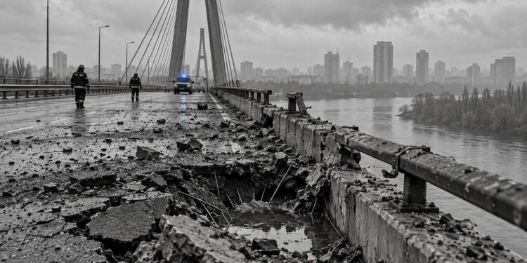 Russian strike hits Kyiv bridge during Merz’s solidarity visit