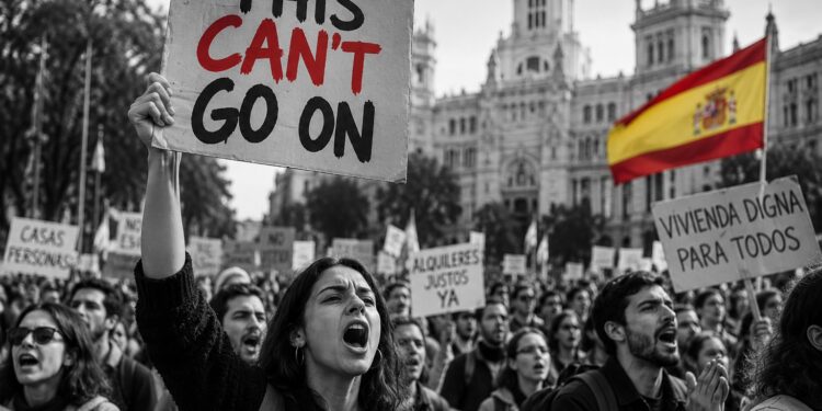 ‘This can’t go on’: tens of thousands protest against Spain’s housing crisis